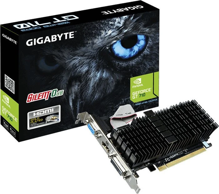 GIGABYTE GeForce GT 710 passiv, 1GB DDR3, VGA, DVI, HDMI