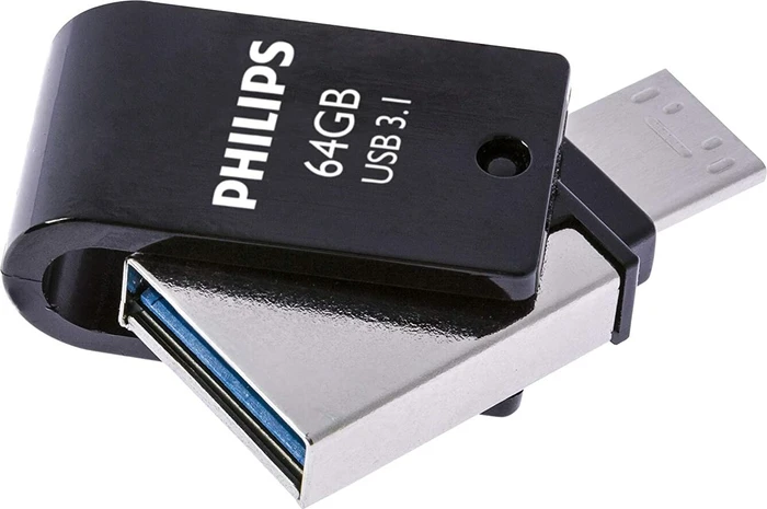 Philips USB-Flashlaufwerk mit Zweifach-Stecker 64GB, USB-A + USB-C, USB 3.2 Gen 1×1