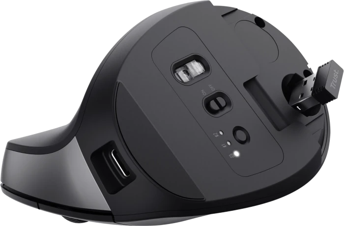 Trust Bayo+ Multidevice Ergonomic Wireless Mouse schwarz, ECO zertifiziert, USB/Bluetooth