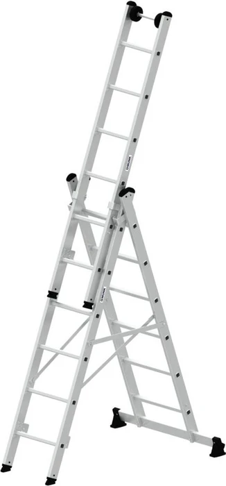 Günzburger Steigtechnik Alu 3-tlg. Teleskop-Mehrzweckleiter, 3x 8 Stufen