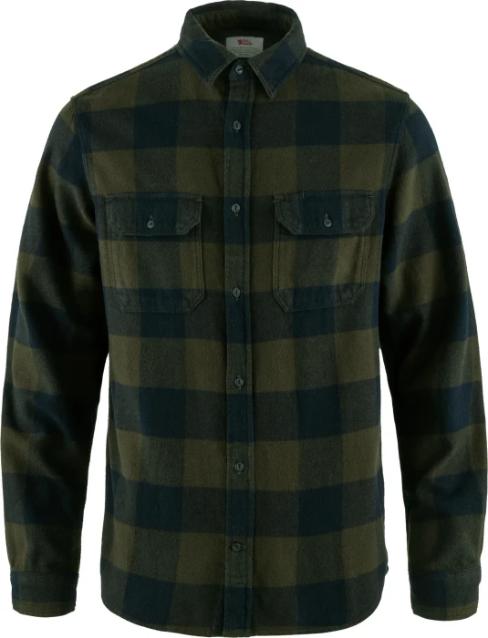Fjällräven Övik Heavy Flannel Hemd langarm deep forest/dark navy (Herren)