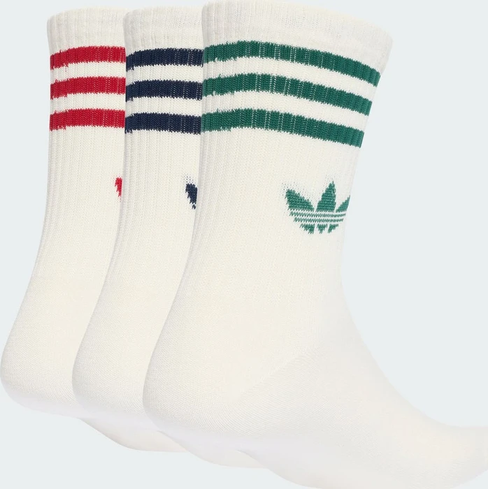 adidas 3-Streifen Crew Socken night indigo/team victory red/collegiate green, 3 Paare