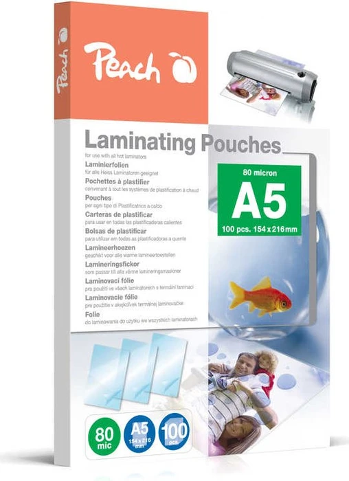 Peach Laminierfolien PP580-03, A5, 2x 80µm, glänzend, 100 Stück