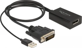 DeLOCK DVI [Stecker] auf DisplayPort 1.2 [Buchse] Adapterkabel schwarz 4K (63189)