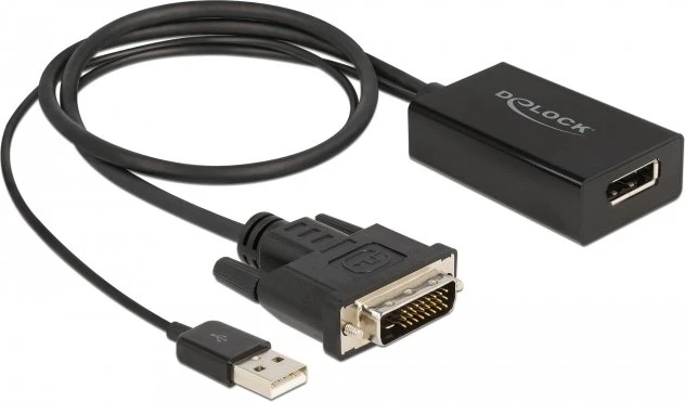 DeLOCK DVI [Stecker] auf DisplayPort 1.2 [Buchse] Adapterkabel schwarz 4K