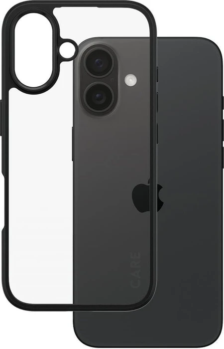 PanzerGlass Care Flagship Case Urban Combat Black Frame für Apple iPhone 16 transparent