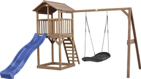 Axi Spielturm Beach Tower mit Rutsche und Nestschaukel braun/blau