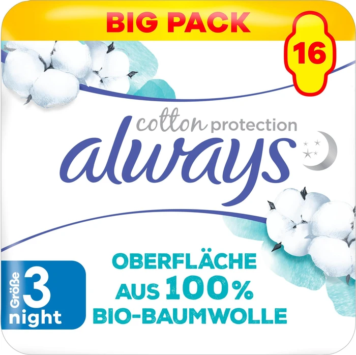 Always Cotton Protection Nacht Größe 3, 16 Stück
