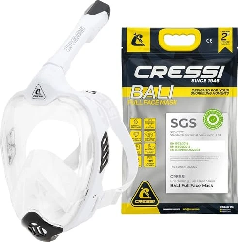 Cressi Bali Einglas-Schnorchelmaske weiß/schwarz