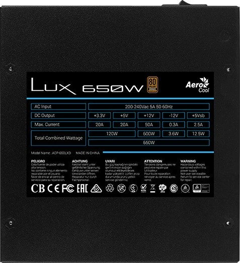 AeroCool Lux 650W, ATX 2.4