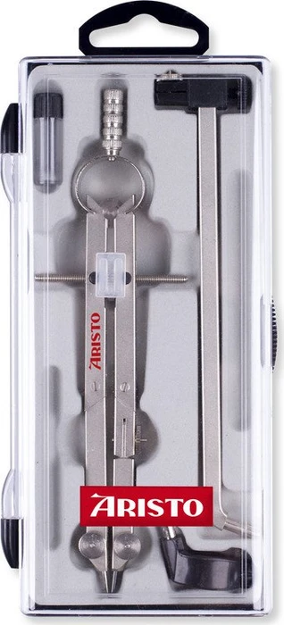 Aristo Studio Teilzirkel Metall, 2 Gelenke, Universaladapter, silber, Klarsichtetui
