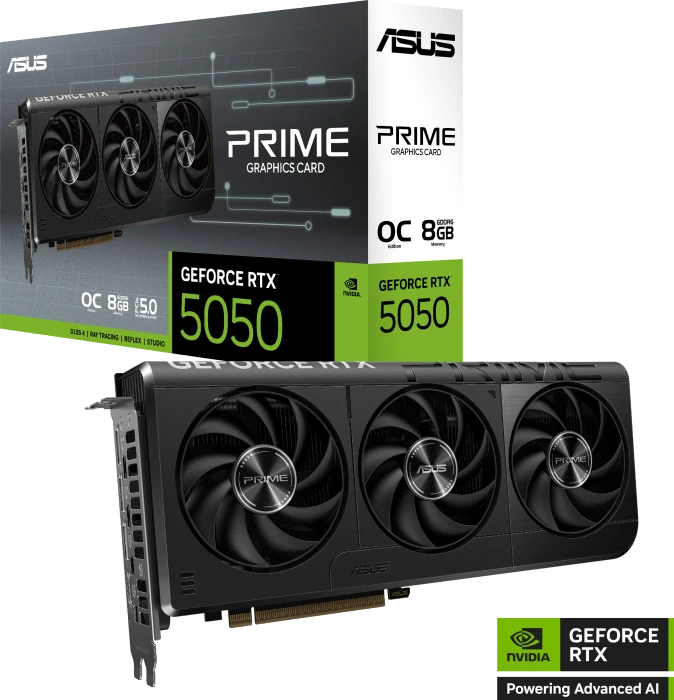 ASUS Prime GeForce RTX 5050 OC, PRIME-RTX5050-O8G, 8GB GDDR6, HDMI, 3x DP