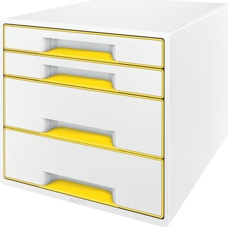 Leitz Wow Cube Schubladenbox, 4 Schubladen, weiß/gelb