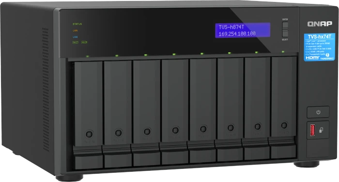 QNAP QuTS hero TVS-h874T-i7-32G 128TB, 32GB RAM, 2x RJ-45 2.5GBase-T, 2x Thunderbolt 4 / USB4