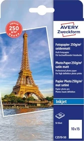 Avery-Zweckform Premium Inkjet Fotopapier seidenmatt weiß, 10x15cm, 180g/m², 50 Blatt