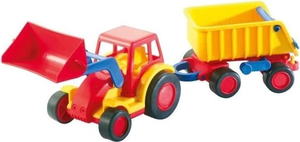 WADER Basics Traktor mit Schaufel und Anhänger (36130/37657)