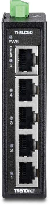 TRENDnet TI Hardened Industrial Railmount Switch, 5x RJ-45