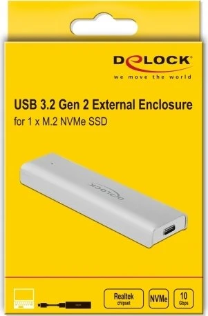 DeLOCK USB 3.2 Gen 2 External Enclosure, USB-C 3.1