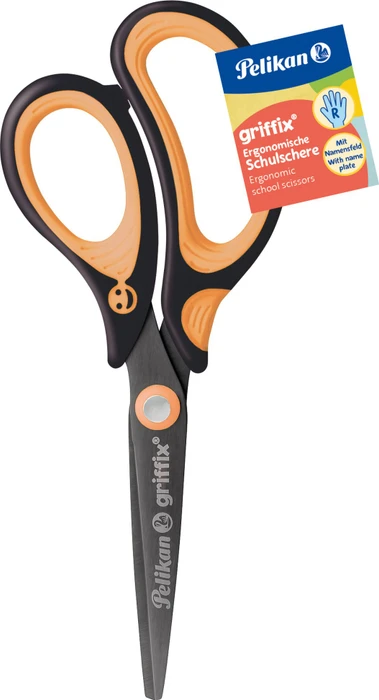 Pelikan griffix Schulschere, Universalschere, Rechtshänder, 150mm, schwarz/orange