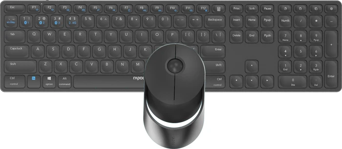 Rapoo 9850M Multi-mode Wireless Ultra-slim Advanced Desktop Set dunkelgrau, USB/Bluetooth, DE (00215389)