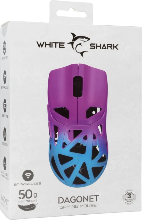 White Shark Dagonet Wireless Gaming Mouse, blau/violett, USB