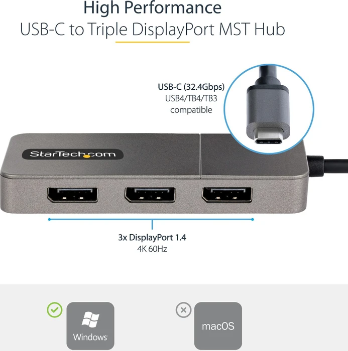 StarTech USB-C auf 3x DisplayPort-Adapter