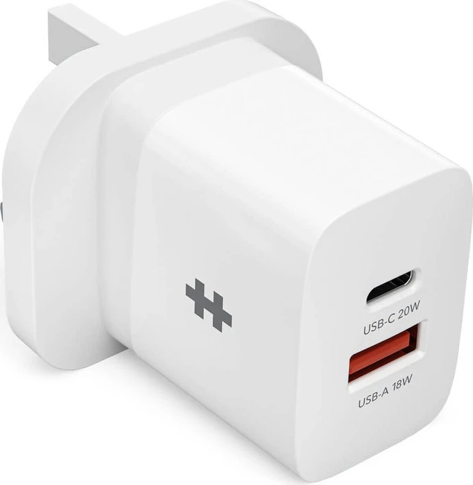 Hyper HyperJuice GaN Ladegerät, USB-C, 1x USB-C + 1x USB-A, 20W, weiß