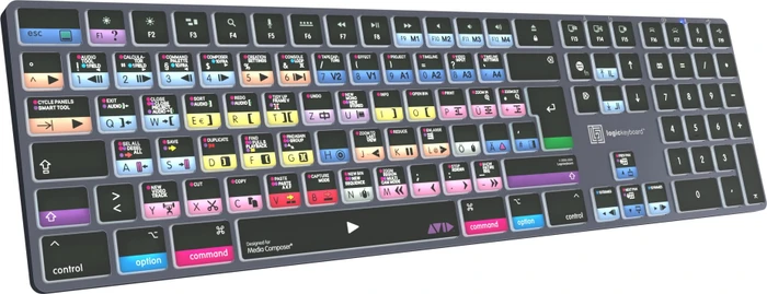 LogicKeyboard Titan Wireless Avid Media Composer "Classic" Mac, Titanium Gray, LEDs weiß, USB/Bluetooth, DE