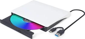 Gembird Externes USB-DVD-Laufwerk, SlimLine weiß, USB-C 3.0/USB-A 3.0