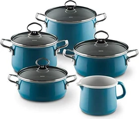 Riess Emaille Nouvelle Kochgeschirr-Set aquamarin, 5-tlg.