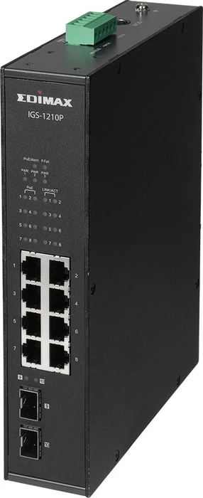 Edimax Pro IGS-1 Industrial Railmount Gigabit Managed Switch, 8x RJ-45, 2x SFP, 240W PoE+