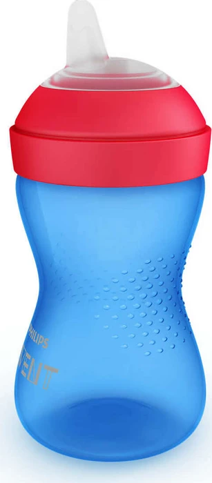 Philips Avent SCF802/01 My Grippy Trinkbecher mit hartem Trinkschnabel, 9+M, 300ml, blau/rot