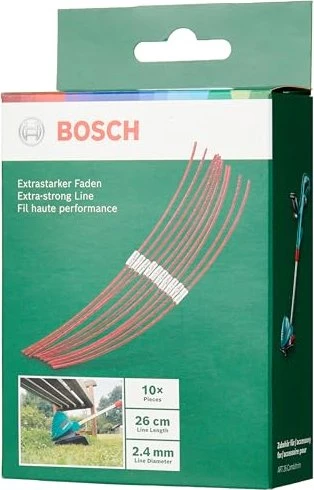 Bosch Trimmerfaden für Rasentrimmer, 26cm, 10 Stück