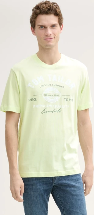 Tom Tailor Logo-Print T-Shirt kurzarm lime cream green (Herren)