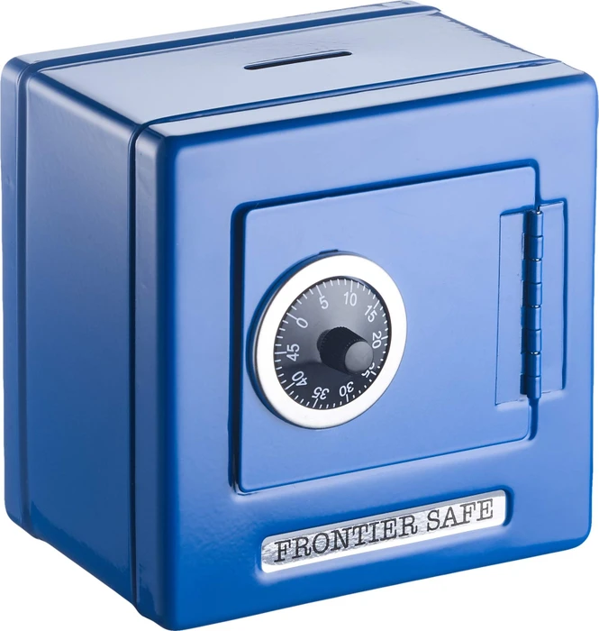 Goki Spardose Einwurftresor, blau, mechanische Zahlenkombination (14020)