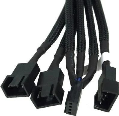Phobya 4-Pin auf 3x 4-Pin Verteiler, sleeved, 30cm, schwarz