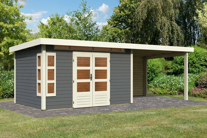 Karibu Kastorf 7 Gartenhaus terragrau