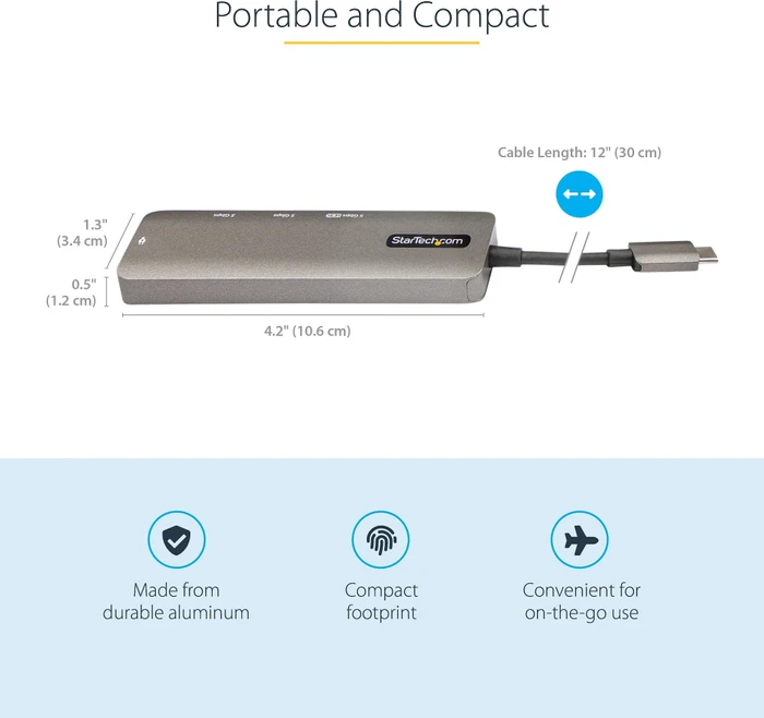StarTech USB-C Multiport-Adapter grau, USB-C 3.0 [Stecker]
