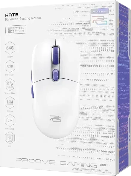 Proove Rate Special Edition Wireless Gaming Mouse, weiß/violett, USB/Bluetooth