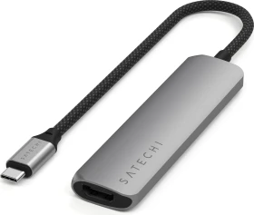Satechi 4-in-1 Slim Multiport Adapter, Space Gray, USB-C 3.1 [Stecker] (ST-P4SM)