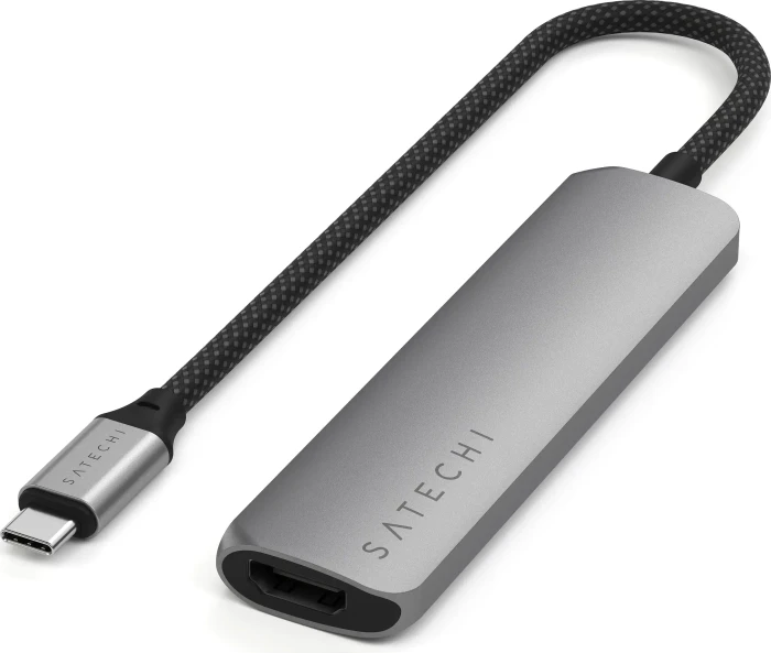 Satechi 4-in-1 Slim Multiport Adapter, Space Gray, USB-C 3.1 [Stecker]