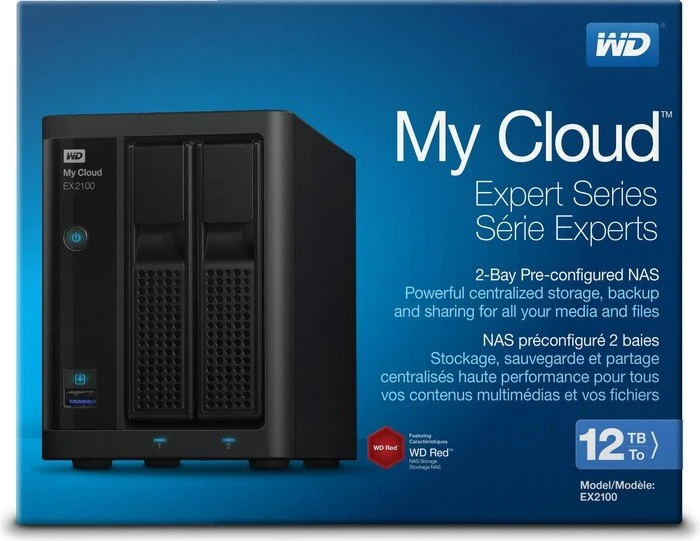 Western Digital My Cloud EX2100 12TB, 1GB RAM, 2x RJ-45 1000Base-T, 2x USB-A 3.0