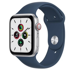Apple Watch SE (GPS + Cellular) 44mm silber mit Sportarmband abyssblau