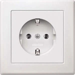 Merten System M M-Smart SCHUKO-Steckdose mit Abdeckplatte Schraub-Liftklemmen, polarweiß