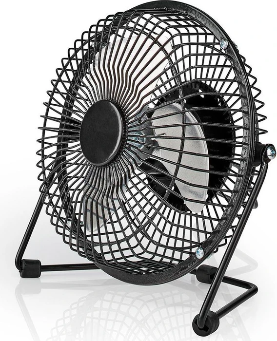 Nedis FNDK1BK15 USB Mini Tischventilator aus Metall 15cm schwarz