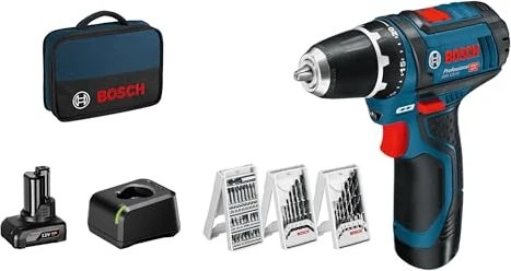 Bosch Professional GSR 12V-15 Akku-Bohrschrauber inkl. Tasche + 2 Akkus 2.0/4.0Ah + Zubehör