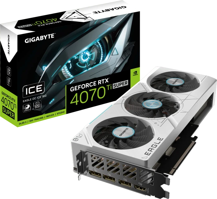 GIGABYTE GeForce RTX 4070 Ti SUPER Eagle OC ICE 16G, 16GB GDDR6X, HDMI, 3x DP