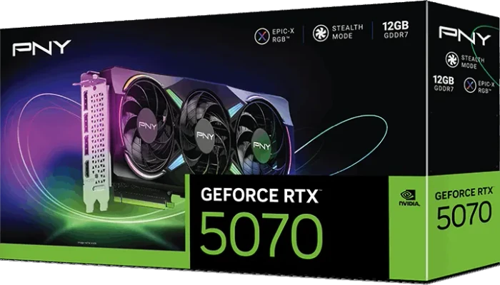 PNY GeForce RTX 5070 ARGB Epic-X RGB Triple Fan, 12GB GDDR7, HDMI, 3x DP
