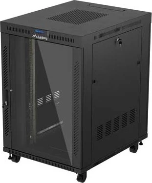 Lanberg 19" Rackschrank 22HE, LCD, freistehend, Flat Pack, V2, Glastür, IP20, RAL 9004, 1000mm tief