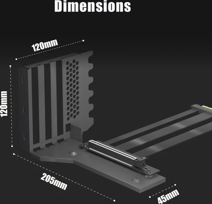 Glotrends Vertical Graphics Card Support Bracket, 3-Slot, gewinkelt, PCIe 5.0, 150mm, schwarz
